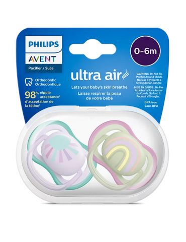 Avent Philips Smoczek uspokajający Ultra Air 0-6m Tęcza