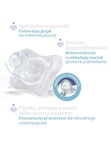 Chicco Smoczek uspokajający silikonowy PhysioForma Micro 0-2m niebieski 2 szt.
