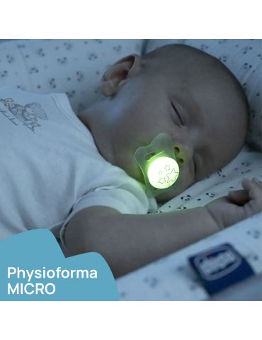 Chicco Smoczek uspokajający silikonowy PhysioForma Micro 0-2m niebieski 2 szt.