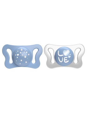 Chicco Smoczek uspokajający silikonowy PhysioForma Micro 0-2m niebieski 2 szt.