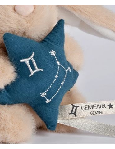 DOUDOU Pluszowy królik ze znakiem zodiaku 12 cm bliźnięta