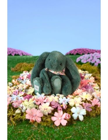 DOUDOU Pluszowy królik Lapin Fleurette Doudou et Compagnie 25 cm zielony eukaliptusowy
