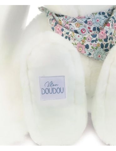 DOUDOU Pluszowy królik Lapin Fleurette Doudou et Compagnie 50 cm biały