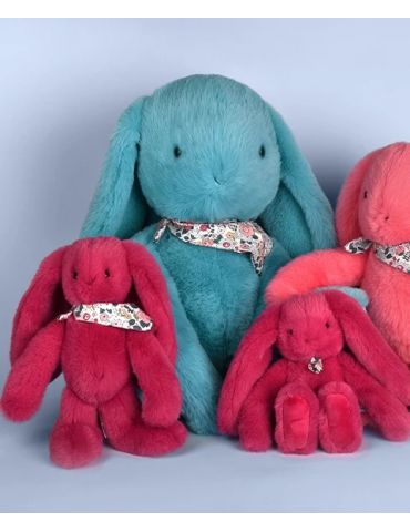DOUDOU Pluszowy królik Lapin Fleurette Doudou et Compagnie 50 cm turkus