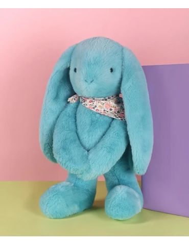 DOUDOU Pluszowy królik Lapin Fleurette Doudou et Compagnie 50 cm turkus