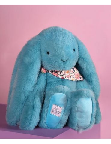 DOUDOU Pluszowy królik Lapin Fleurette Doudou et Compagnie 35 cm turkus