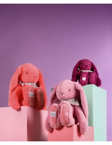DOUDOU Pluszowy królik Lapin Fleurette Doudou et Compagnie 50 cm koral