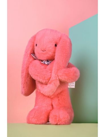 DOUDOU Pluszowy królik Lapin Fleurette Doudou et Compagnie 35 cm koral