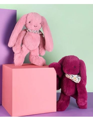 DOUDOU Pluszowy królik Lapin Fleurette Doudou et Compagnie 35 cm różowy grenadine