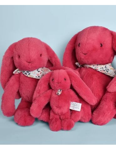 DOUDOU Pluszowy królik Lapin Fleurette Doudou et Compagnie 50 cm fuksja