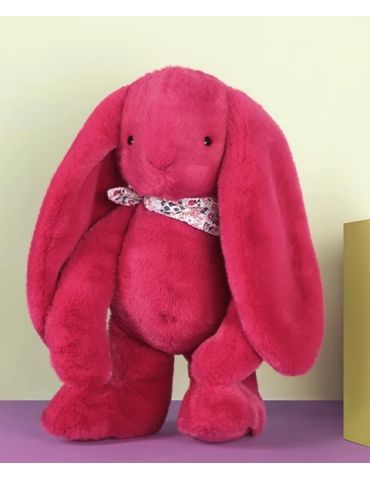 DOUDOU Pluszowy królik Lapin Fleurette Doudou et Compagnie 50 cm fuksja