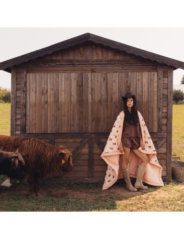 La Millou Ciepły koc bawełniany velvet L 110x140 ( MOO MEADOW )