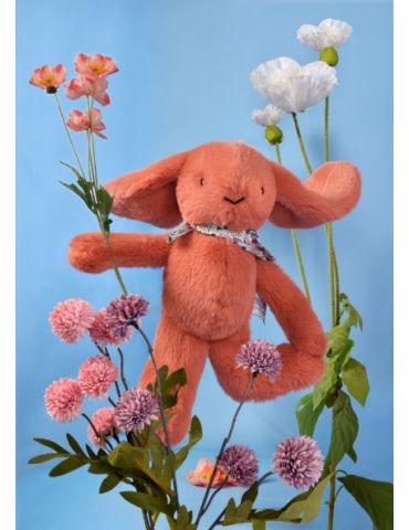 DOUDOU Pluszowy królik Lapin Fleurette Doudou et Compagnie 35 cm terakota