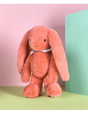 DOUDOU Pluszowy królik Lapin Fleurette Doudou et Compagnie 35 cm terakota
