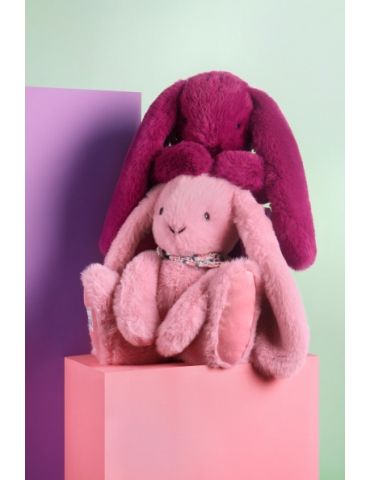 DOUDOU Pluszowy królik Lapin Fleurette Doudou et Compagnie 35 cm śliwka