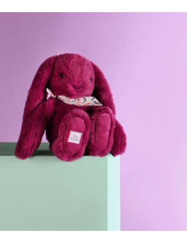 DOUDOU Pluszowy królik Lapin Fleurette Doudou et Compagnie 25 cm śliwka