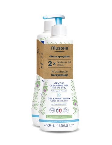 Mustela Delikatny żel do mycia z organicznym avocado zestaw 2x500 ml