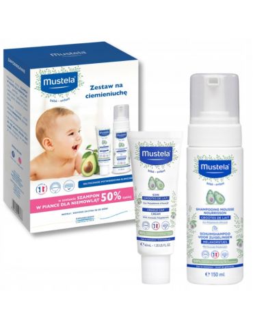 Mustela Zestaw na ciemieniuchę Szampon w piance + krem na ciemieniuchę