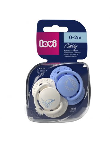 LOVI Smoczek silikonowy dynamiczny 0-2m Classy Petit Marin 2szt