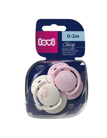 LOVI Smoczek silikonowy dynamiczny 0-2m Classy Petit Rose 2szt