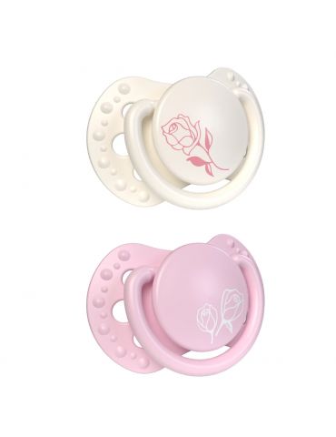 LOVI Smoczek silikonowy dynamiczny 0-2m Classy Petit Rose 2szt