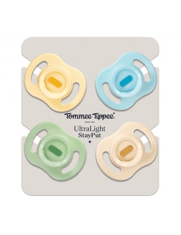 Tommee Tippee Smoczek uspokajający Ultra light 0-6m boy 4szt.
