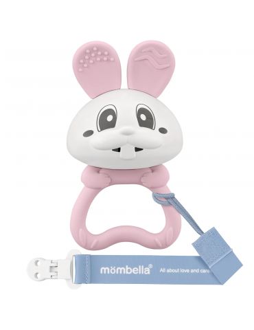 Mombella Gryzak Grzechotka 2w1 Królik różowy