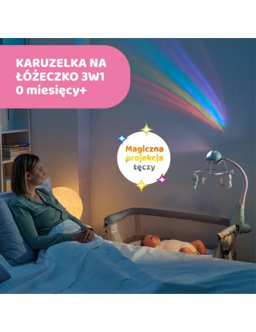 Chicco Karuzela na łóżeczko Rainbow 3w1 różowy