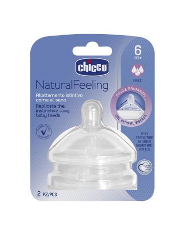 Chicco Smoczek silikonowy antykolkowy Natural Feeling 6m+ szybki 2szt.