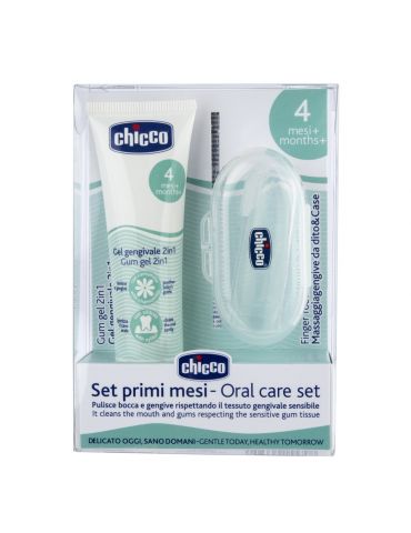 Chicco Zestaw startowy żel na ząbkowanie i szczotka na palec 4m+