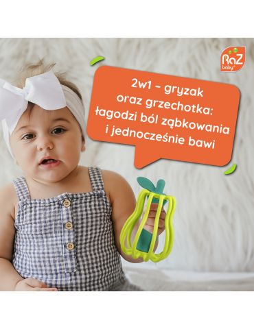 RaZ Baby Gryzak i grzechotka Raz-pear 2w1 Gruszka 3m+