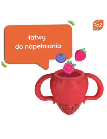 RaZ Baby Silikonowy gryzak do owoców i pokarmu Fruitique Truskawka 6m+