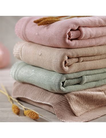 BabyOno Kocyk bawełniany z flanelowym podszyciem różowy