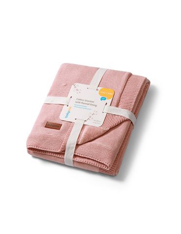 BabyOno Kocyk bawełniany z flanelowym podszyciem różowy