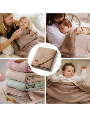 BabyOno Kocyk bawełniany z flanelowym podszyciem ciemny beż