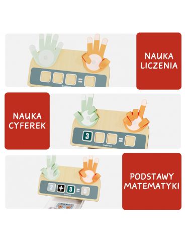 TopBright Liczenie na palcach drewniana zabawka edukacyjna Montessori z zadaniami 3+