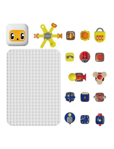 TopBright Tablica manipulacyjna Montessori dla dzieci z kostką i doczepianymi elementami 12m+