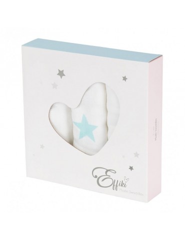 Effik Otulacze muślinowe Gwiazdki Niebieskie 3-set 70 x 70 cm