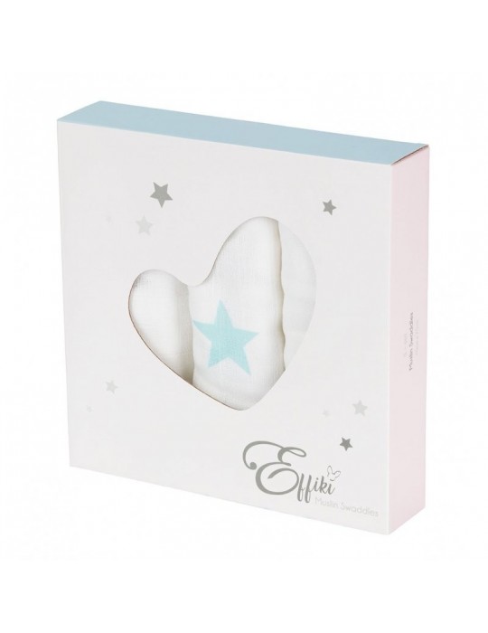 Effik Otulacze muślinowe Gwiazdki Niebieskie 3-set 70 x 70 cm