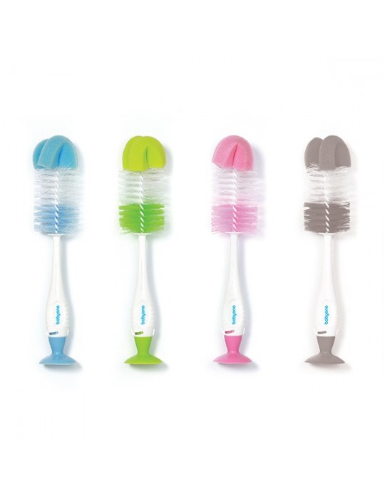 BabyOno Szczotka do butelek i smoczków z przyssawką samostojąca z chowaną mini szczoteczką