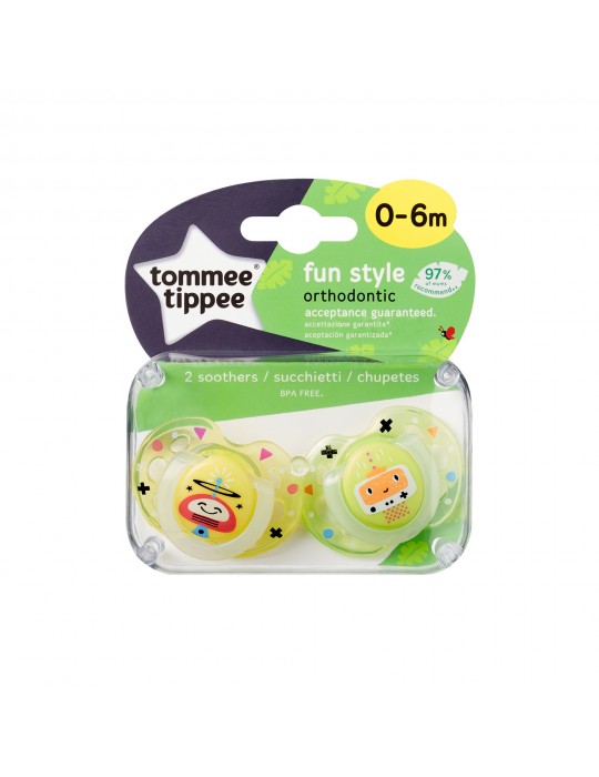 Tommee Tippee Smoczek uspokajający Fun Style 0-6m żółty