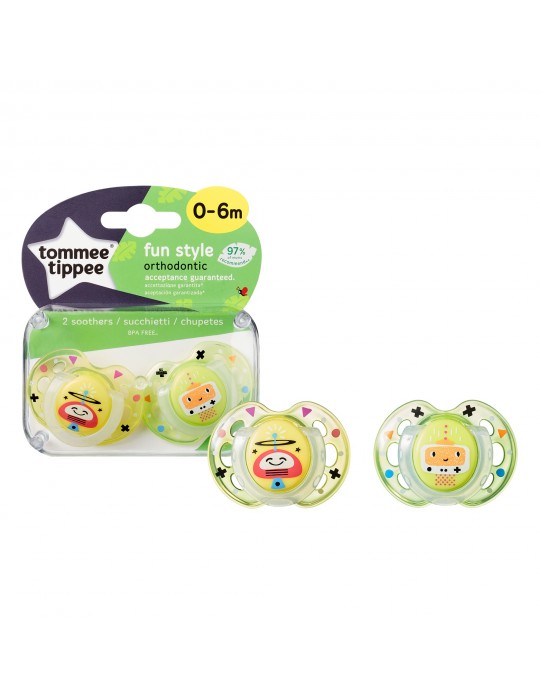 Tommee Tippee Smoczek uspokajający Fun Style 0-6m żółty