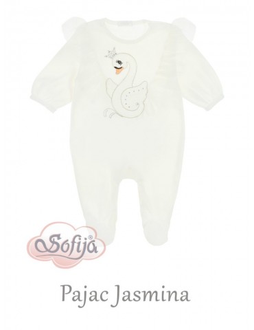 Pajac niemowlęcy welur JASMINA ecru 56-68 Sofija