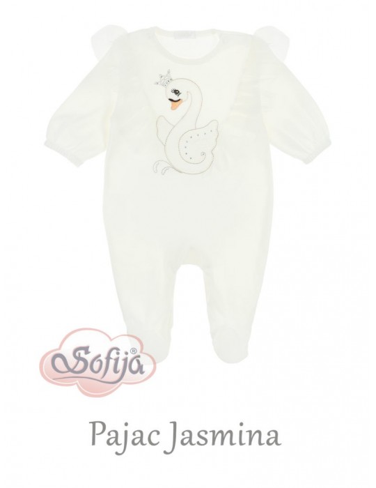 Pajac niemowlęcy welur JASMINA ecru 56-68 Sofija