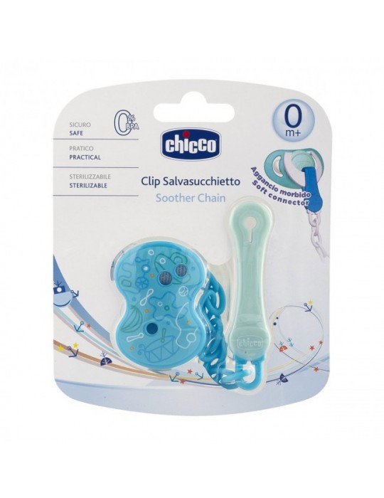 Chicco Łańcuszek do smoczka z klipsem Niebieski
