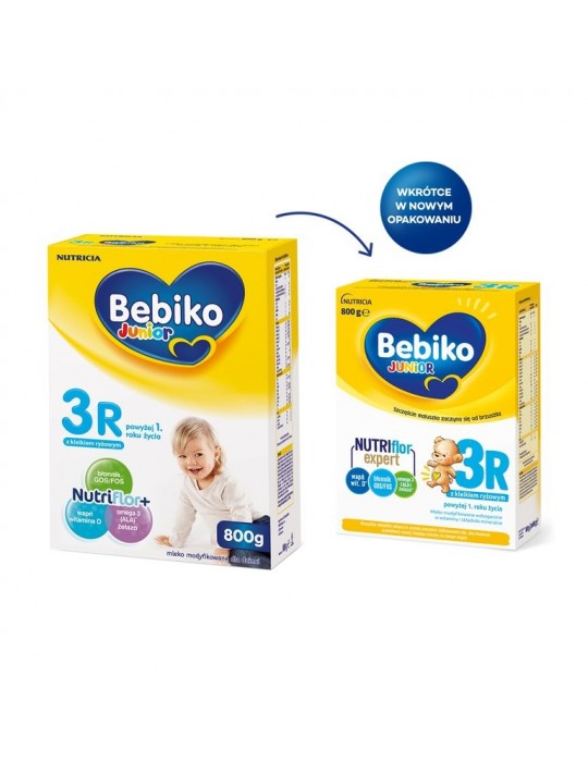 Mleko modyfikowane Bebiko Junior 3R NutriFlor+ 800g po 1 roku z kleikiem ryżowym