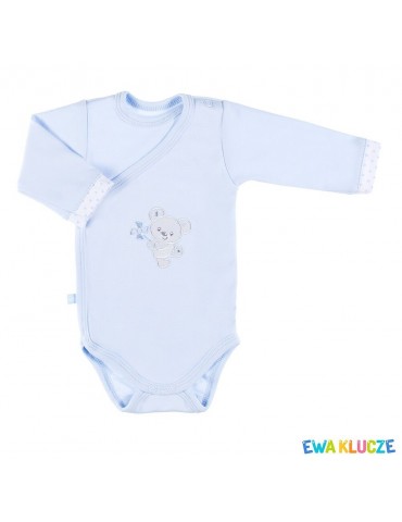 Body niemowlęce bawełniane długi rękaw regulowane niebieskie NEWBORN 46-62 Ewa Klucze