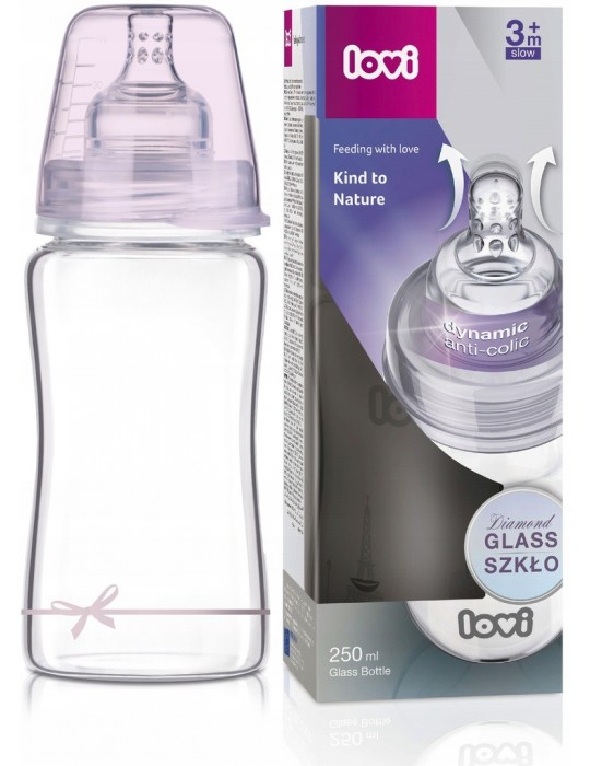 Lovi szklana butelka 250ml Diamond Glass Baby Shower