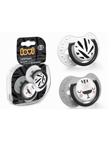 Lovi Dynamiczny smoczek uspokajający 6-18m Salt&Pepper 2szt.