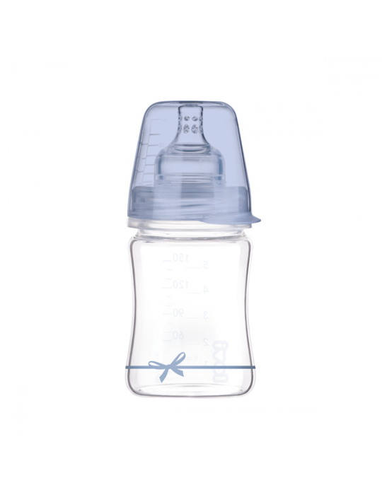 Lovi Butelka szklana Diamond Glass 150 ml Baby Shower niebieski smoczek mini 0m+